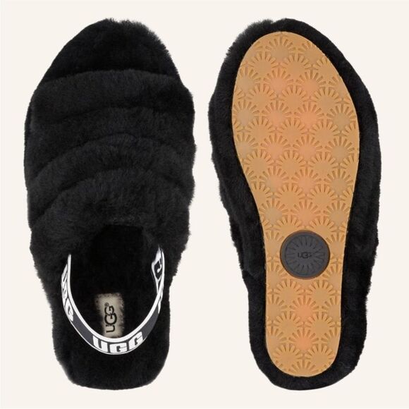 UGG Fluff Yeah Slide Sandal in Black 10 - Picture 2 of 12